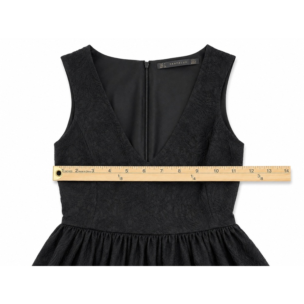 Zara Trafaluc Black Textured Fit & Flare Dress Woman's Size S - Picture 5 of 6